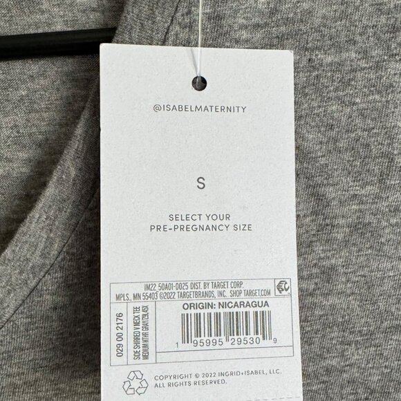 NEW Short Sleeve Fashion V-Neck Maternity T-Shirt - Isabel Maternity - Gray - Picture 5 of 7